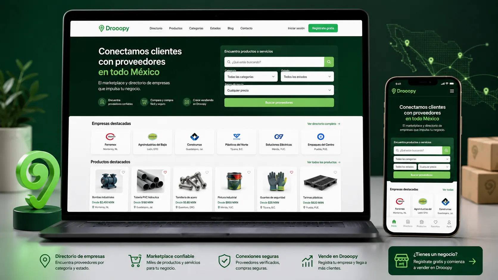 Vista del proyecto web Drooopy
