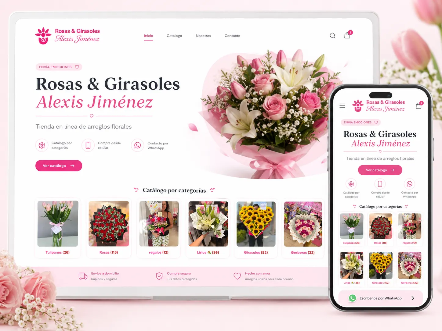 Vista del proyecto web Rosas & Girasoles